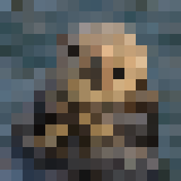 Pixelated image of a sea otter.